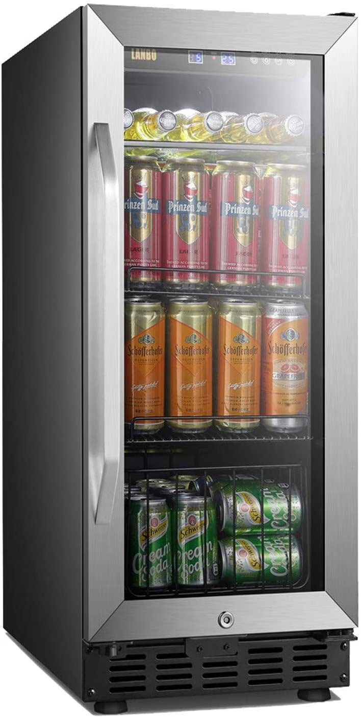 Lanbo 76 Cans Under Counter Compressor Beverage Cooler Refrigerator, 15 inch Width G7