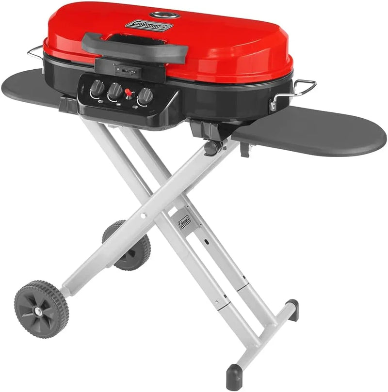 RoadTrip Portable Stand-Up Propane Grill with 3 Adjustable Burners & Instastart Ignition, 20,000 BTUs of Power for Outdoor Cooking J7