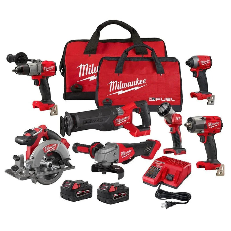 18V M18 Lithium-Ion Brushless Cordless 7-Tool Combo Kit 5.0 Ah W9