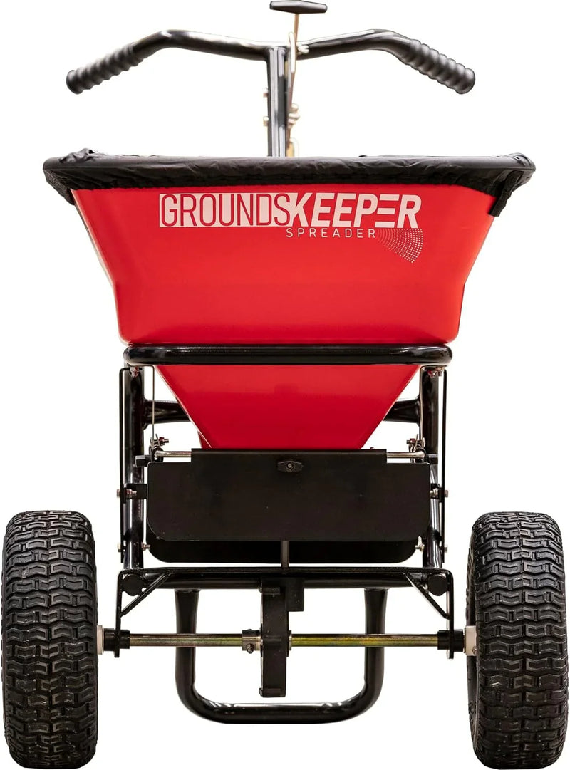 Buyers Products 3039632R Grounds Keeper Commercial Walk Behind Push Spreader, 100lb Capacity, For Salt, Ice & Snow Melt, Included Grate & Cover With Enclosed Gearbox for Protection P8