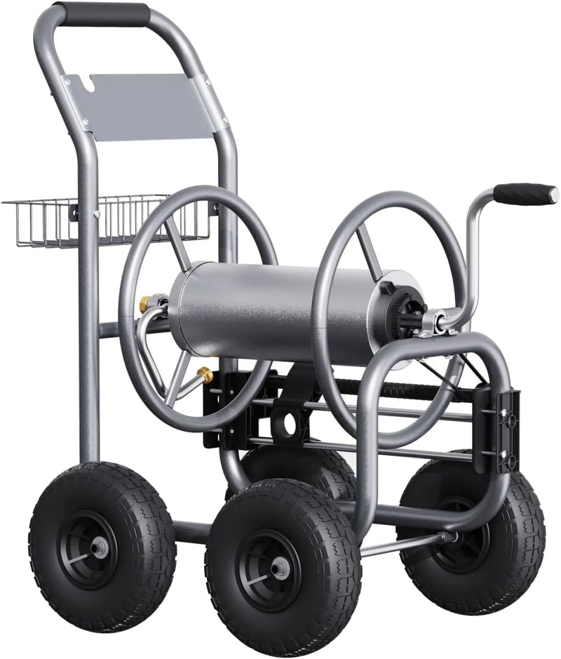 Tool pipe trailer, heavy-duty wheeled hose vehicle, suitable for outdoor industrial hose reels, length 250 feet, inner diameter 5/8 inches, hose guide device pre-installed. L6