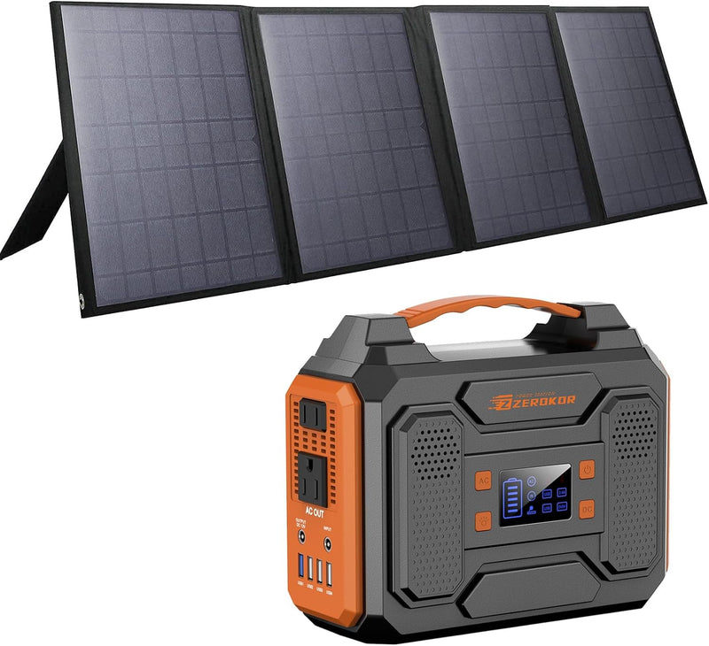 Solar Generator with Panel, 300W Portable Power Station with Solar Panel 40W, 110V Pure Sine Wave AC Outlet Electric Generator for Home Use Outdoor RV Camping I1