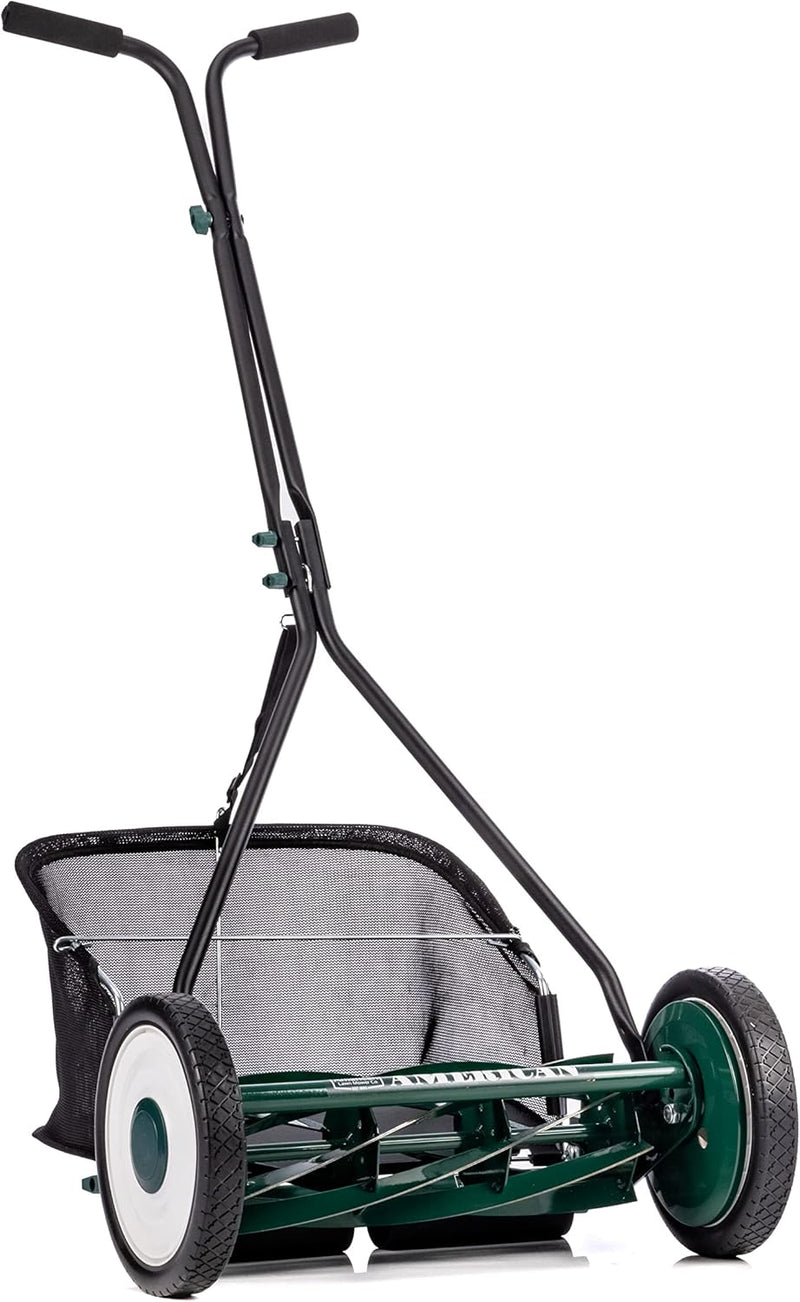 Mower Company 1725-16GC 16-inch 7-blade reel mower with grass debris collection device, designed specifically for lawns, green model B9