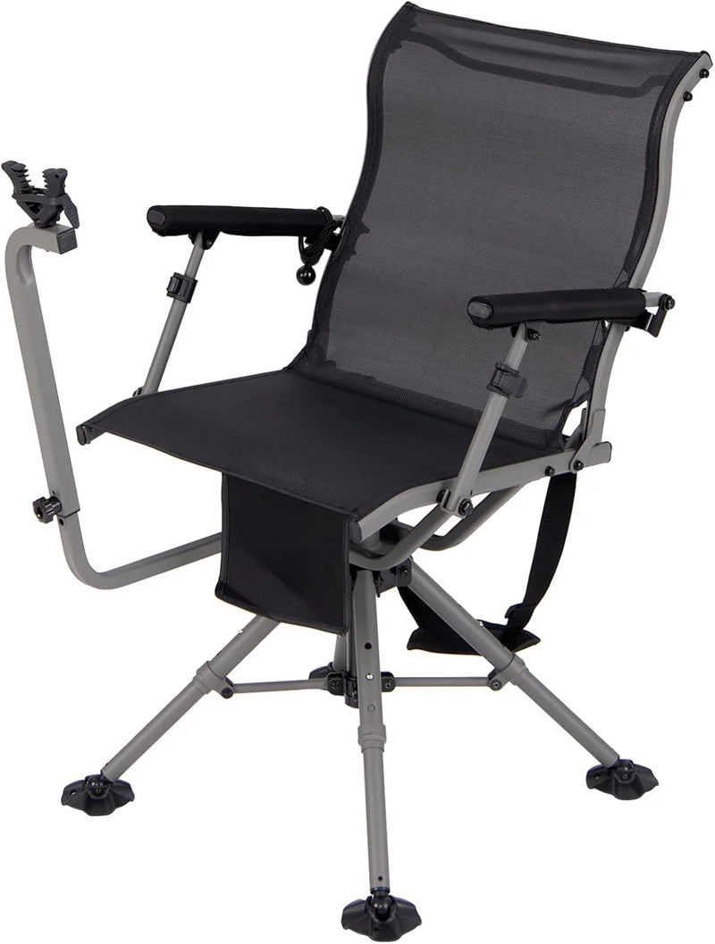 360° rotatable hunting seat, equipped with 4 extendable aluminum legs, adjustable gunstock, portable hunting shelter chair, equipped with carrying straps for outdoor activities. X7