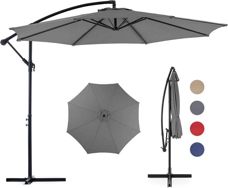 9.8FT Offset Patio Umbrella Hanging Cantilever Umbrella Outdoor Sun Shade with Easy Tilt Adjustment, 8 Ribs, UV Protection for Backyard, Lawn, Garden and Pool, Blue Z8