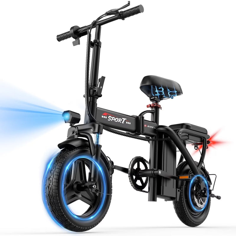 ASKGO Z6 14 in Electric Bike 1200W Motor, 48V/10AH E-Mountain Bike,Folding Electric Bicycle for Adult with Two Seats UL2849,Unisex,Pedal-Assist K1