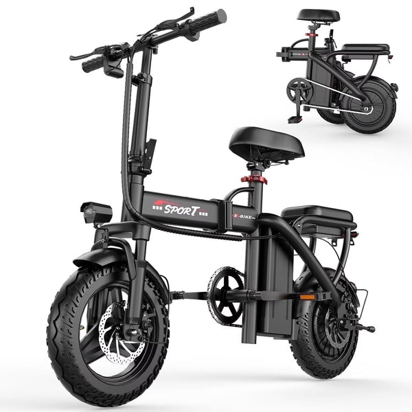 14 in Electric Bike with Dual Front Suspension 500W Folding Ebike, Up to 25Miles 20MPH, 48V Removable Lithium-Battery, 14 in Foldable Commuting... X0