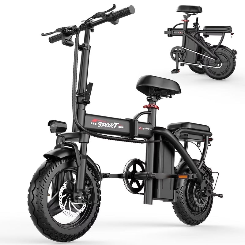 14 in Electric Bike with Dual Front Suspension 500W Folding Ebike, Up to 25Miles 20MPH, 48V Removable Lithium-Battery, 14 in Foldable Commuting... X0