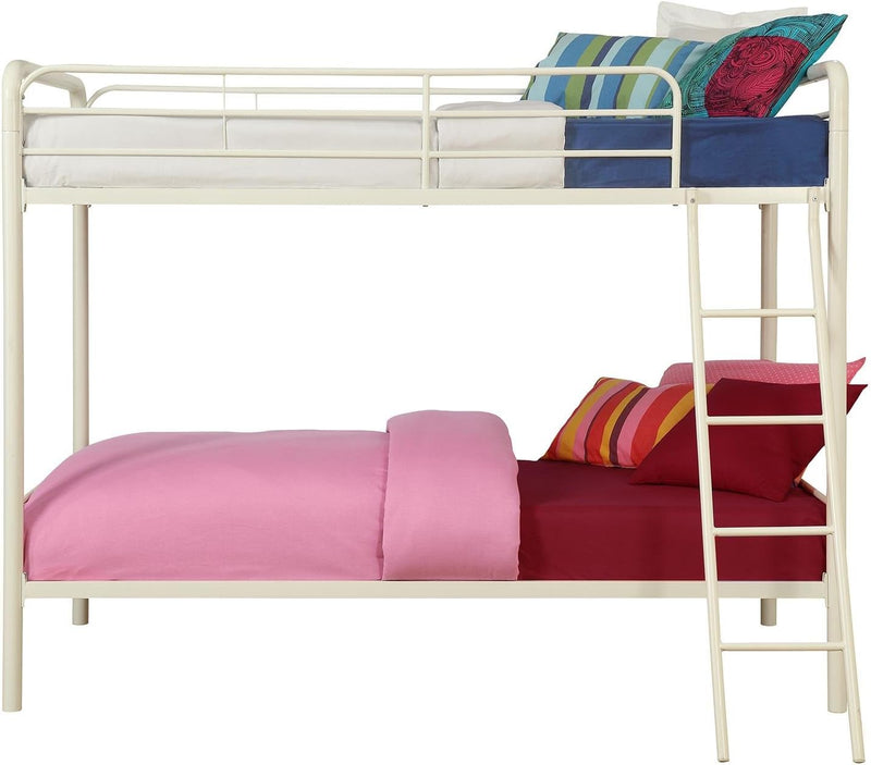 DHP Dusty Twin Over Full Metal Bunk Bed, Off White R3