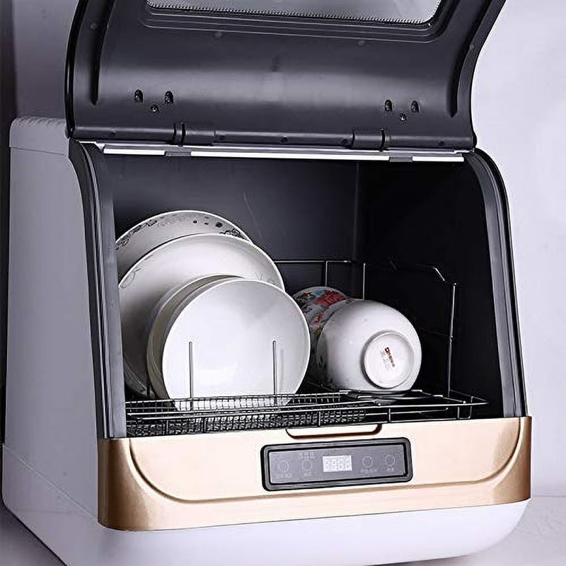 Countertop Dishwasher Kitchen Mini Portable Dish Bowl Washer Tabletop Automatic Dishwasher Deep Cleaning for Home, Apartment, RV (White Black) K0