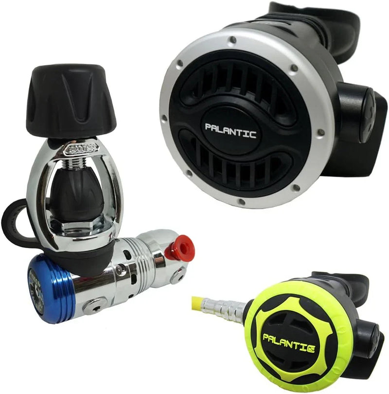 Yoke Regulator & Octopus Combo for Scuba Diving | High-Performance Over-Balanced Regulator, Silicone Mouthpiece, 27" Hose, Large Purge Button, 36" Yellow Octopus Hose M4