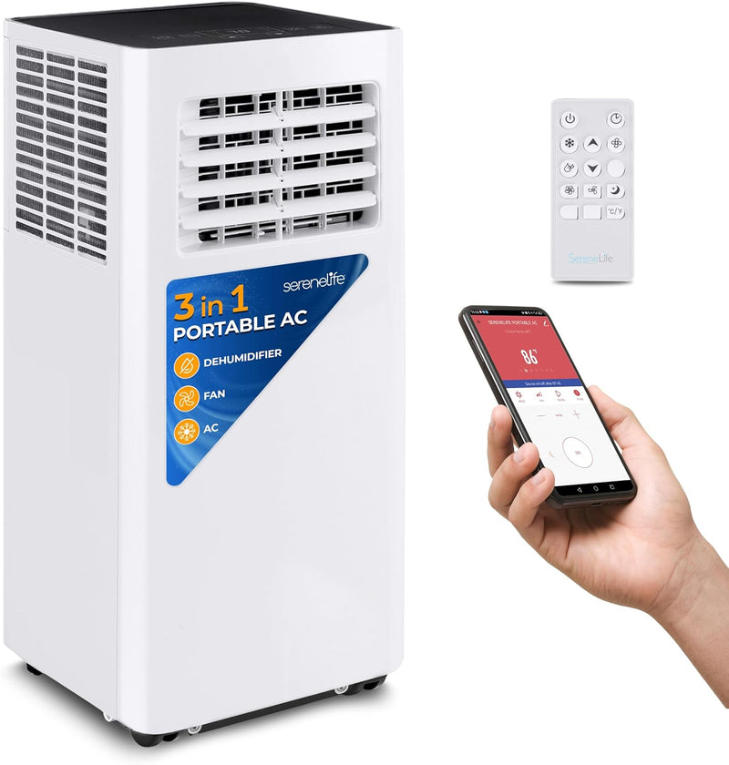 Portable Air Conditioner– 8,000 BTU 3-in-1 AC Unit with Cooling, Dehumidifier & Fan –w/ Remote Control, Window Mount Kit, Wheels, Quiet Operation for Rooms up to 300 sq ft M0