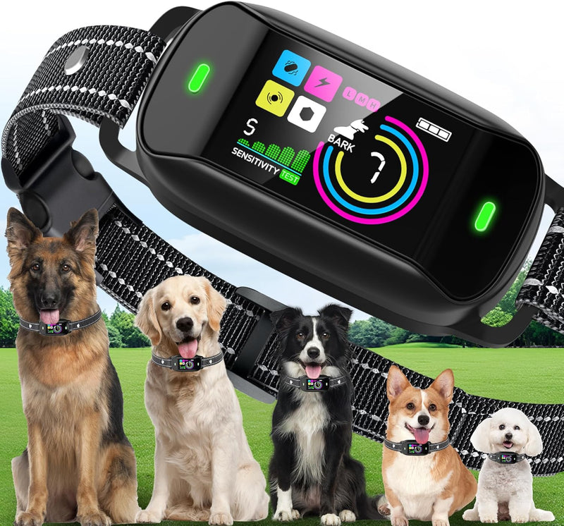 Smart Dog Bark Collar, Anti Barking Training Collar with 4 Training Modes, 5 Adjustable Sensitivity Levels, Waterproof and Magnetic Charging, Smart Bark Collar for Large Medium Small Dogs (Black) C4