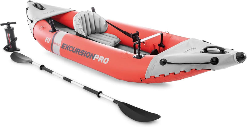 Excursion Pro Inflatable Kayak Set and Accessory Kit, Air Pump, and Carry Bag for Lakes and Rivers C7