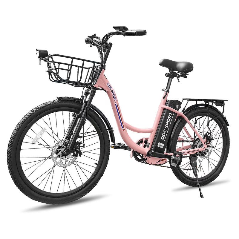 24 Inch Cruiser Electric Bike, E-Bike for Adults, Ebike with 36V 10.4AH Removable Battery, Step Through Ebike for Women Men,City Electric... O9
