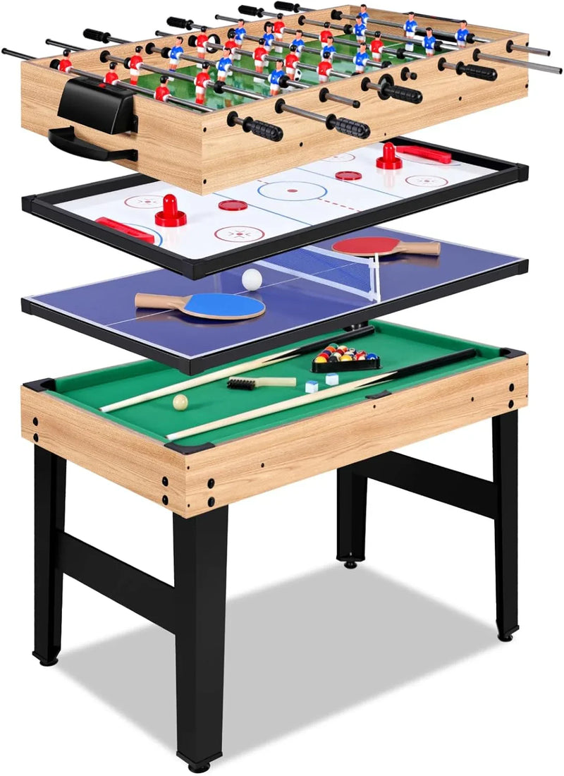 12-in-1 Game Table - 48" Combo Game Table, Ping Pong Table, Foosball Table, Air Hockey Table, Pool Table - Sports Arcade Games with Accessories - Ideal for Game Rooms and Family Game Nights! E5