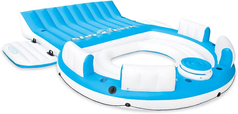 56299EP 145 x 125 x 20 Inch Splash N Chill Inflatable Lake and Pool Relaxation Island Lounger Seat for up to 7 Adults, Blue and White Z4