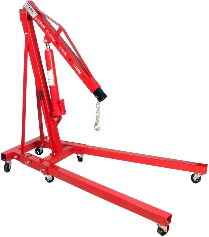 Dragway Tools 2 Ton Folding Hydraulic Engine Hoist Cherry Picker Shop Crane Hoist Lift with 6 Fully Rotating Caster Wheels L4