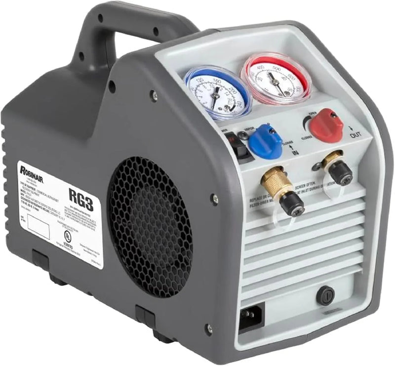 (Portable Refrigerant Recovery Machine – 115V, 60Hz, for Both Liquid and Vapor Refrigerant, White-Robinair H8