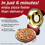 Electric Pizza Oven with Ceramic Stone, Viewing Window, Adjustable Heat Control, Timer and 1200W Baking Power, DIY Homemade Pizzeria, Large 12-- Pie Capacity (Black)