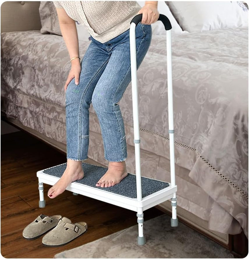Mybow Bed Step Stool with Handle for High Beds, Adjustable 2 Step Stool, 31.5" Extra Wide & Heavy Duty Mobility Aid for Seniors, Post-Surgery Recovery, Pregnant Women, Medical Bedside Step E3