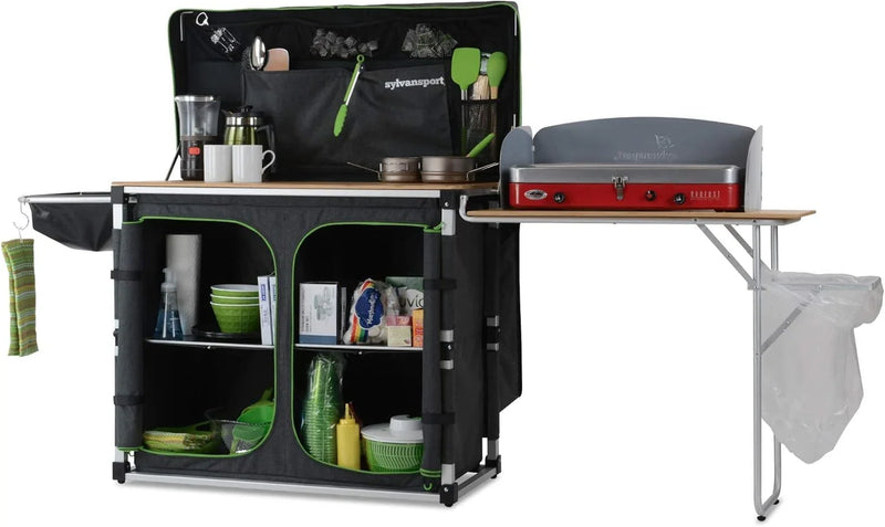 Outdoor camping kitchen system, convenient for cooking, cleaning, preparing camping meals, luxurious camping and essential camping items, large-sized "table magic" series D0