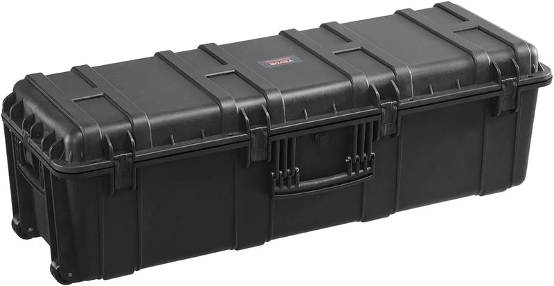 Waterproof sturdy case, large-capacity waterproof sturdy case, equipped with 3 handles, IP67 level waterproof protection case, with 6 clips, 6 lock holes and foam padding for large equipment, black version L7