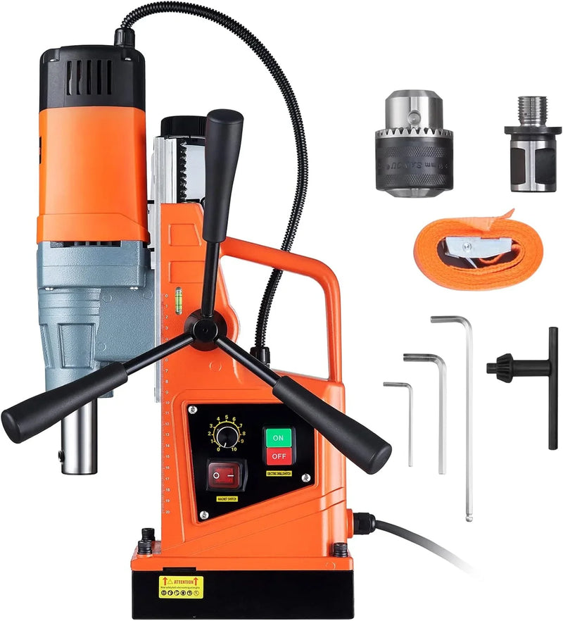 Mag Drill Press, 1550W 2" Boring Diameter, 2922lbf Power Magnetic Drill, 500 PRM, 10-Speed, Electric Drilling Machine for Metal Surface, Industrial and Home Improvement Y4