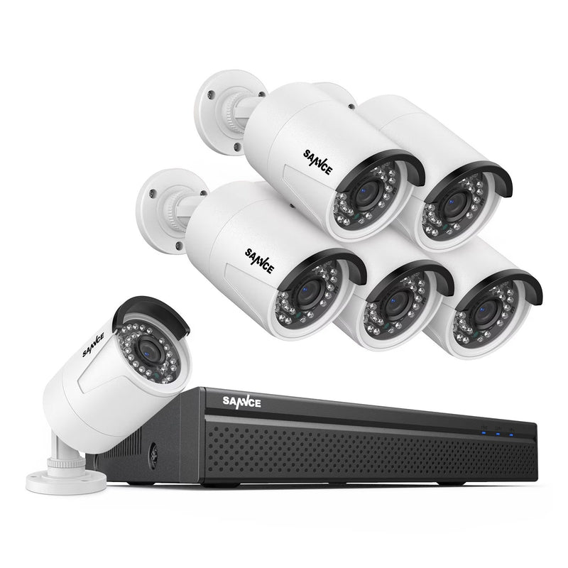 SANNCE 8CH 5MP Poe Home Security Camera System,2MP 8CH Poe NVR, 6pcs 1080P Outdoor Poe Cameras,No Hard Drive D5