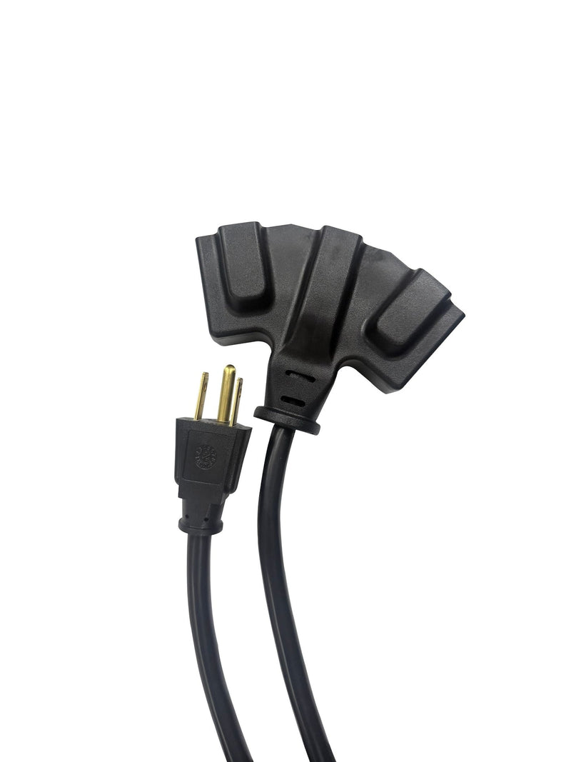 20' 16 Gauge 3-Tap Outdoor Extension Cord, Black S0