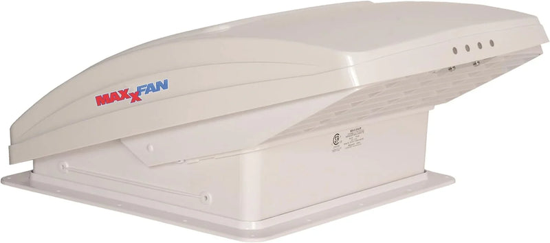 Deluxe - All-In-One RV Vent, Shield & Fan; Built-In Rain Shield, 10 Speed Reversible Fan with Thermostat, Fits Standard 14"x14" Roof Openings, 12V Long Life Motor, White (00-05100K) Z3