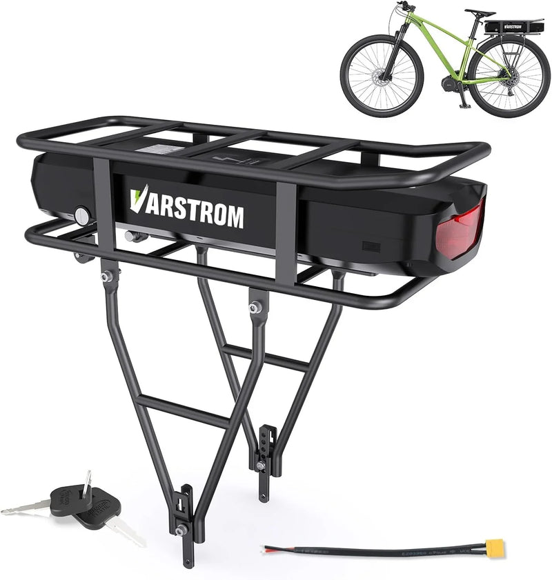 Ebike Battery 48V 17.5AH Lithium ion Rear Rack Battery for BAFANG/Voilamart/PEXMOR/AW 48V200W-1000W Ebike Kit,48V E Bike Batteries with Luggage Rack,Taillight,30A BMS,3A Fast Charger & Safety Lock S4