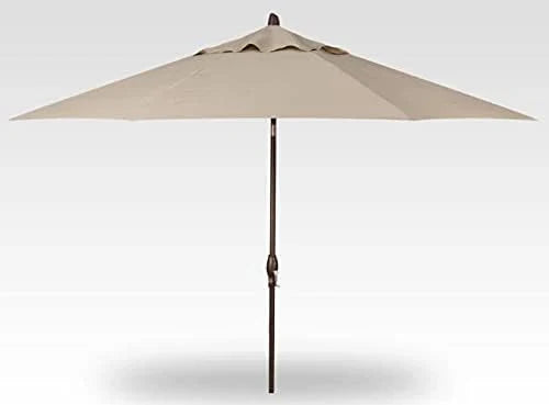 Luxurious automatic tilting octagonal market umbrella, 9 feet long - outdoor terrace, veranda, pool, backyard standalone umbrella - ultra-high strength, equipped with bronze frame and Obrazia 2 fabric (khaki color) F5
