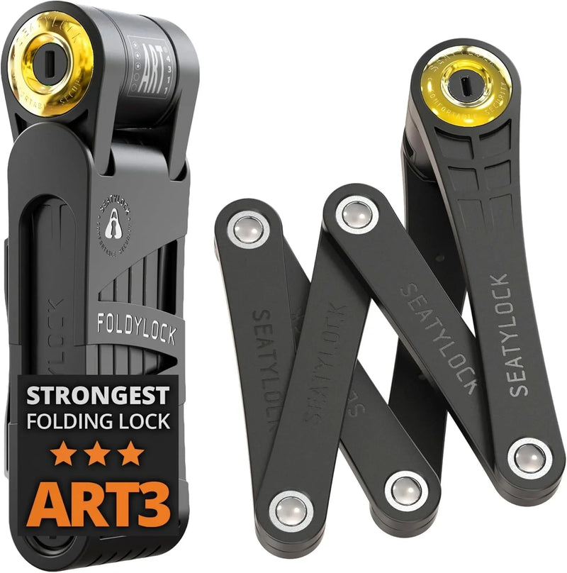 Jiu-style folding bicycle lock set - Patent technology, consisting of two sets of perfectly matching bicycle locks, each set equipped with 6 identical keys - 18/18 level heavy-duty anti-theft security protection device, with key and shell fixation de Q2