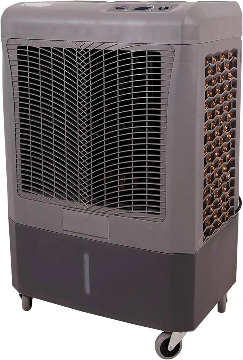 Portable Swamp Coolers - 1300 CFM MC18M Evaporative Air Cooler with 2-Speed Fan, 53.4 dB - 500 sq. ft. Coverage Evaporative Air Cooler Portable High Velocity Outdoor Cooling Fan by Hessaire - White Z1