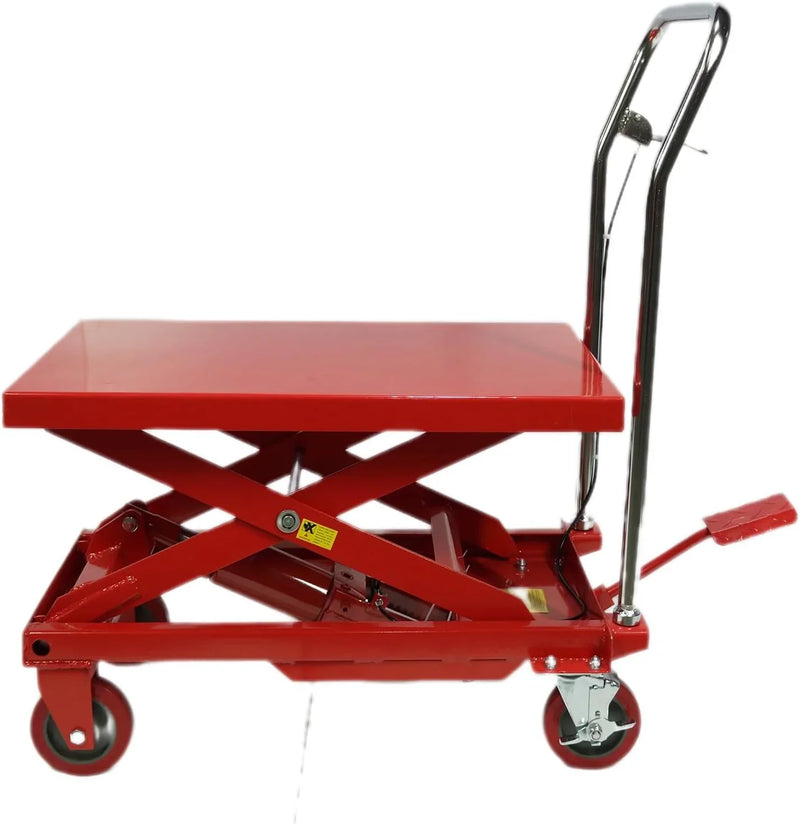 500LBS Hydraulic Lift Table Cart, 30" Lifting Height., Double Scissor Lift Table with 4 Wheels and Non-Slip Pad, Hydraulic Scissor Lift Table for Material Handling and Transportation G2