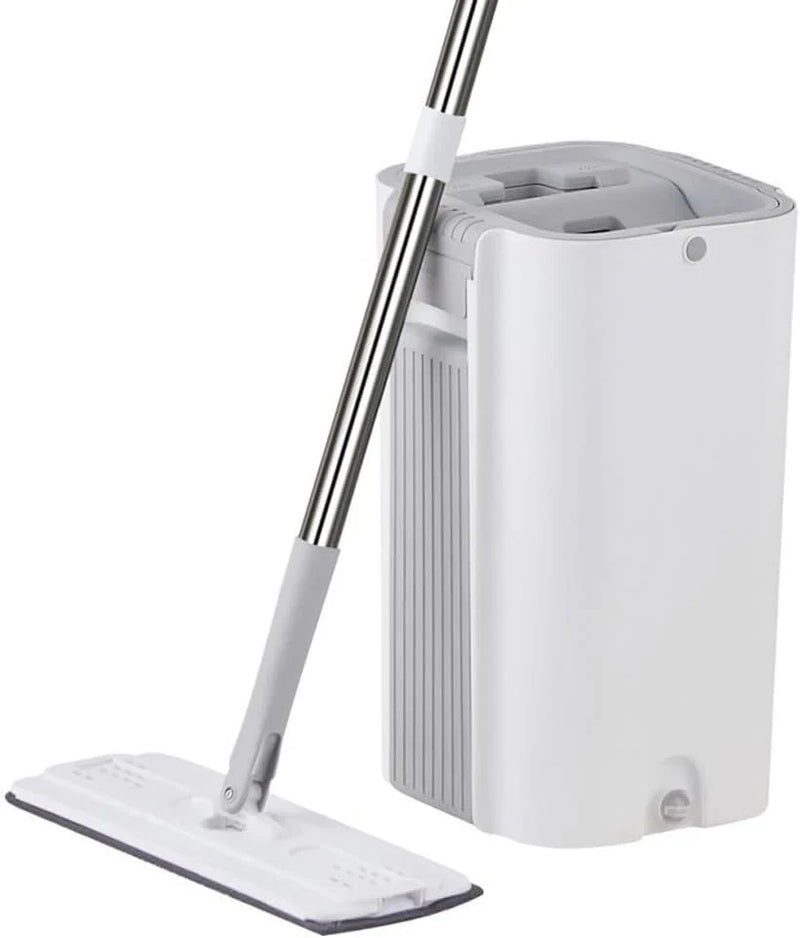 A handless flat mop set, suitable for household cleaning, with a mop bucket that can be used for both dry and wet cleaning. S0