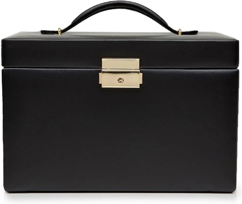 Medium-sized jewelry box, made of tin - 28 compartments, 10 spaces for storing rings, 20 slots for ear piercings 10 compartments for storing necklaces - Includes a handbag E0