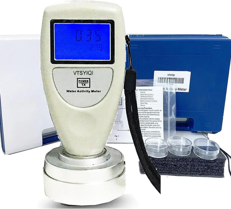Water Activity Meter Food AW Tester Monitor Water Analyzer for Grain Fruits Vegetables Breads Biscuits Cakes Puffed Food 6 bit Backlight Digital Display J1