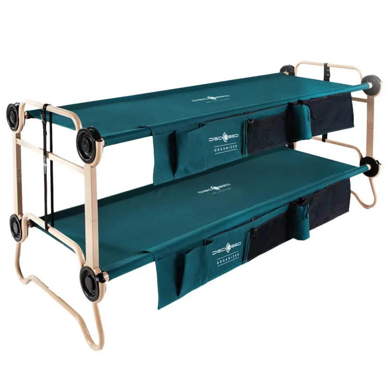 Disc-O-Bed Large Cam-O-Bunk Benchable Double Cot with Storage Organizers, Green Q1