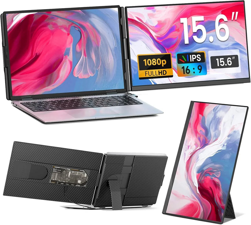 Laptop Screen Extender - 15.6" FHD 1080P Portable Monitor for Laptop, Detachable & Plug and Play Dual Laptop Monitor Extender for 13"-17.3" Laptops, Compatible with Wins/Mac/Android/Chrome B8