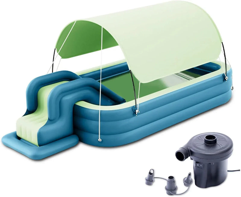 Ergocar Inflatable Swimming Pool with Water Slide, Inflatable Slide Water Pool with Awning, Inflatable Mega Bouncy Castle Water Park, Swim Centre Pools for Backyard, Garden, Summer Water Party G5