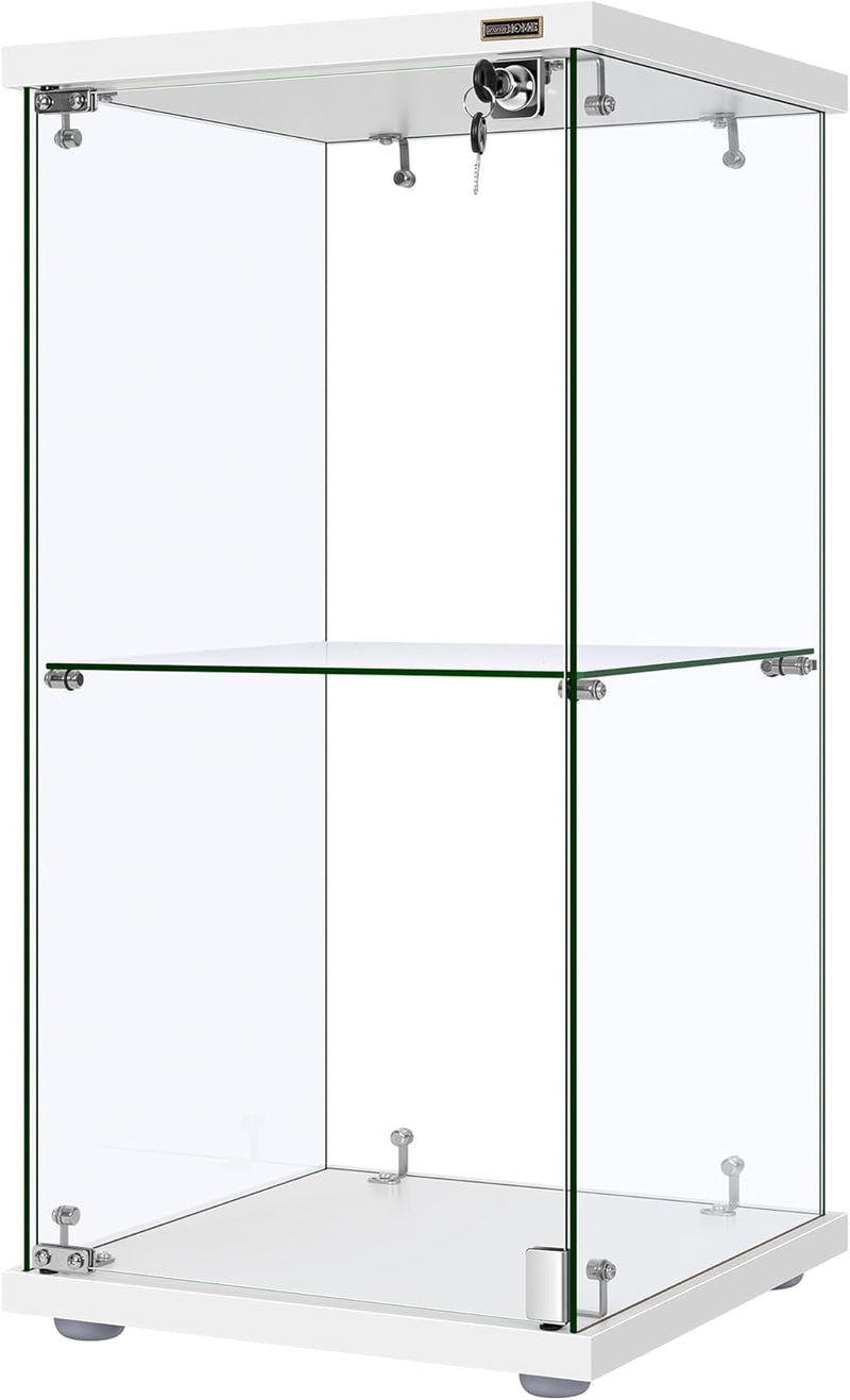 4 Layers 15.7''W x 15.7''D x 62.6''H Glass Display Cabinet Countertop Showcase with Lock, 5mm Tempered Glass 25mm MDF Base O3
