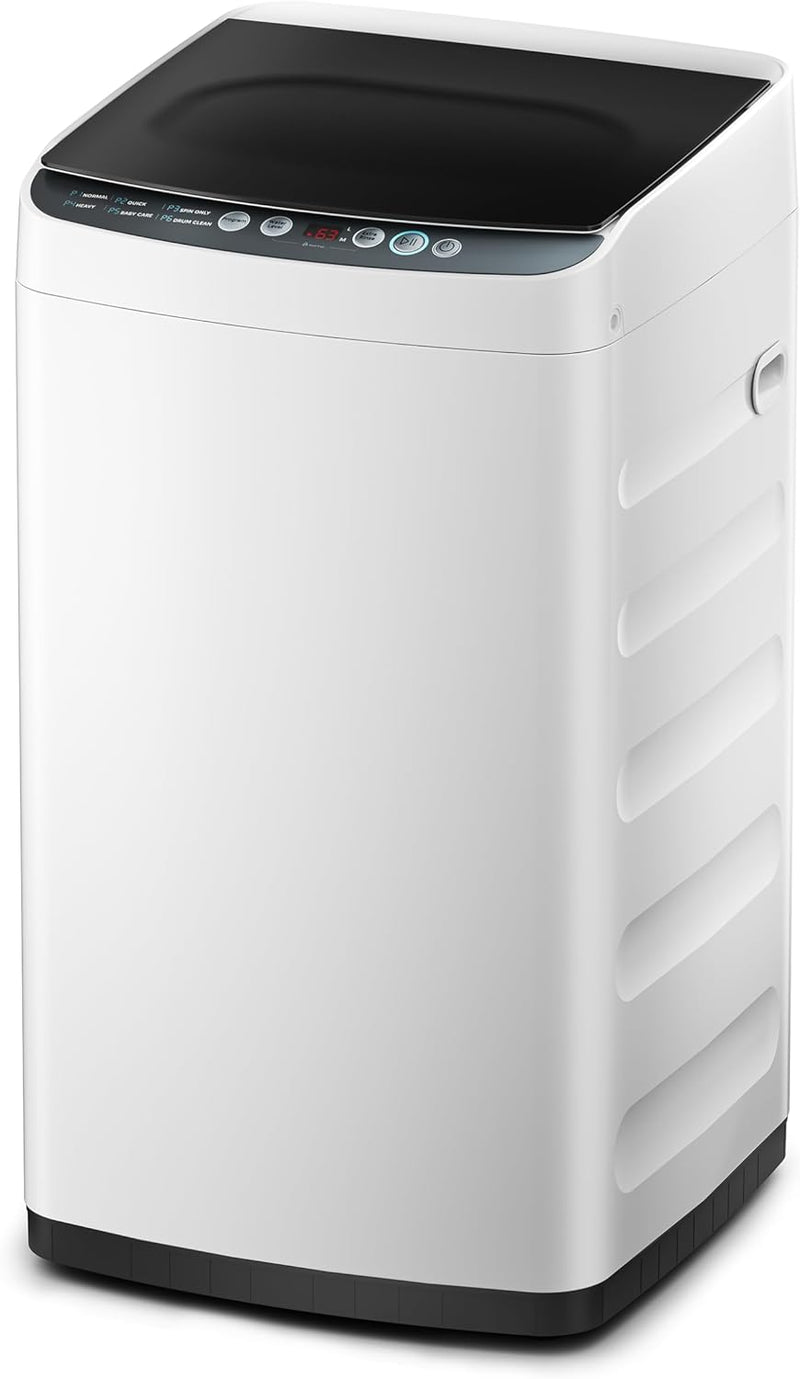 Portable Washer with 6 Cycles, Drum Clean, Quick, Stainless Steel Tub, Transparent Lid, LED Display Washing Machine, White V5