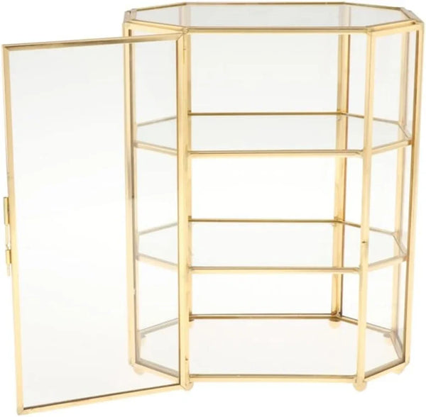 3-Tier Jewelry Box Glass Makeup Organizer Jewelry Box Multifunction Display Case for Dressing Table Decoration Storage H3