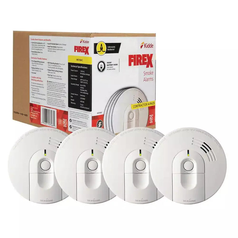 Firex 4 Pack Hardwired Smoke Detector with Ionization Sensor X6