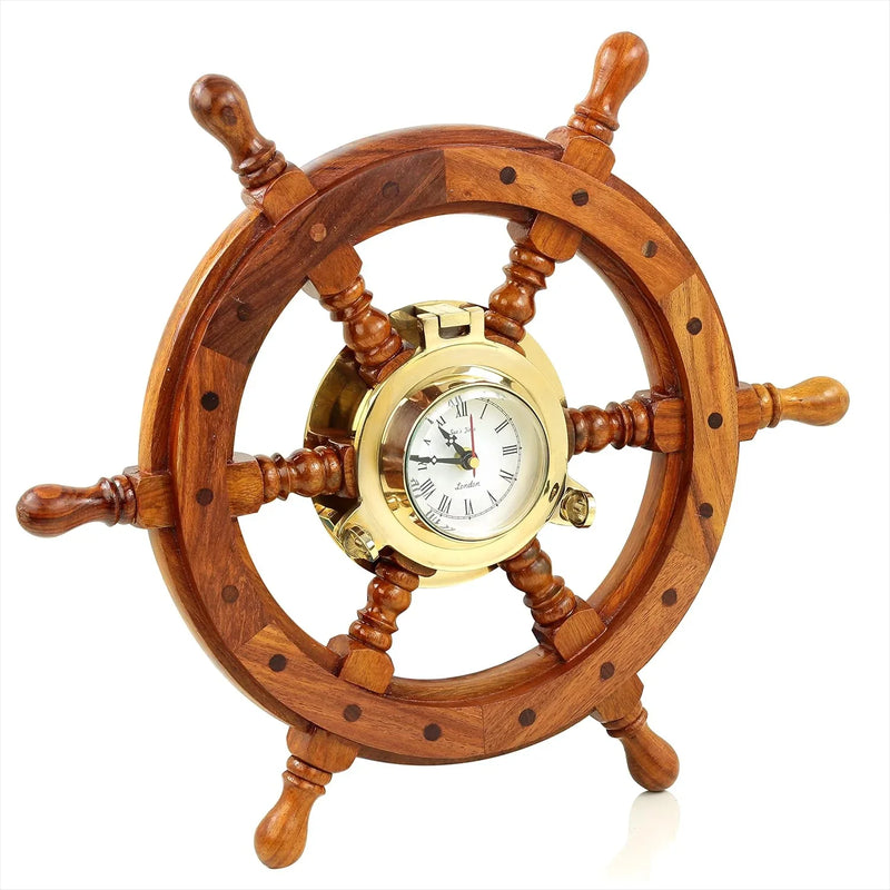 High-end home decoration clock - Sailboat copper hatches and rudder for navigation | Luxury office decorations | Wall decorations | Birthday gifts F7