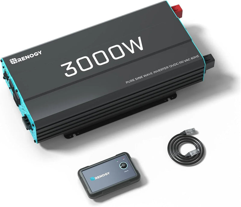3000W Pure Sine Wave Inverter 12V DC to 120V AC Converter for Home, RV, Truck, Off-Grid Solar Power Inverter 12V to 110V with Built-in 5V/2.1A USB / Hardwire Port, Remote Controller M6