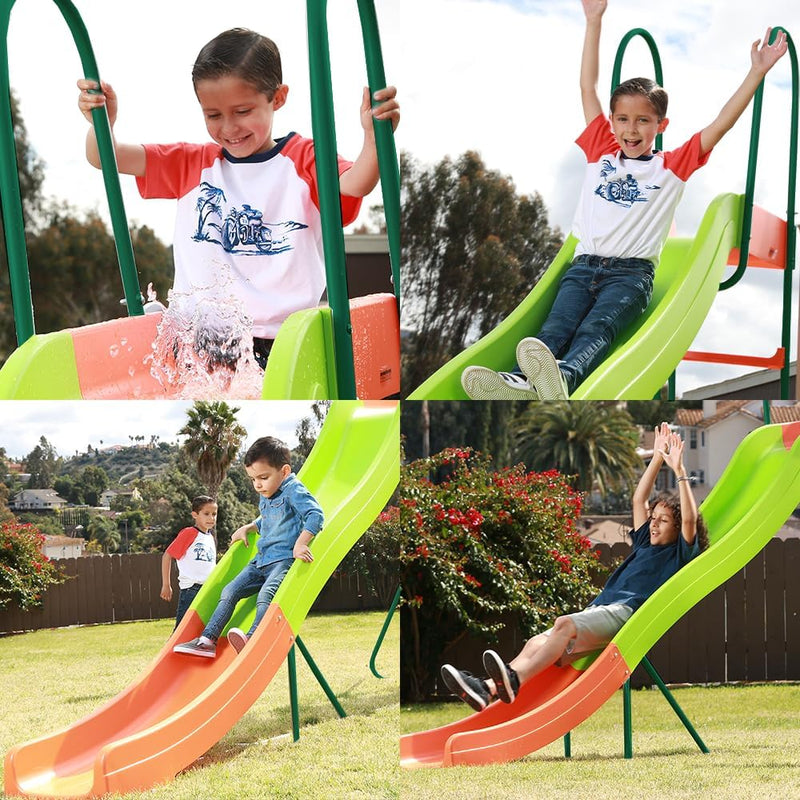 Outdoor Playground Slide, Big Backyard Freestanding Plastic Slide, 10 ft Outdoor Swing Set Slide for Kids Ages 4-8 J4