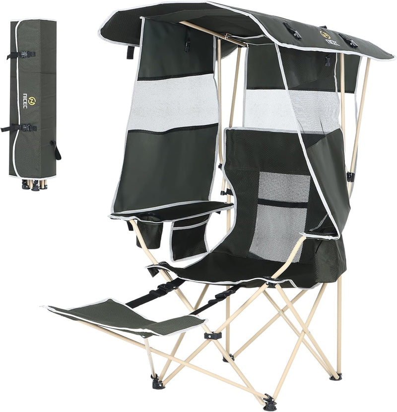 Nice C Canopy Chair, Camping Chair with Canopy, Folding Chair with Canopy, Shade Chair, Canopy Chair Outdoor, Folding Lawn Chair with Canopy, Sport Chair, Camping Chair with Foot Rest (2-P w/Footrest) K7